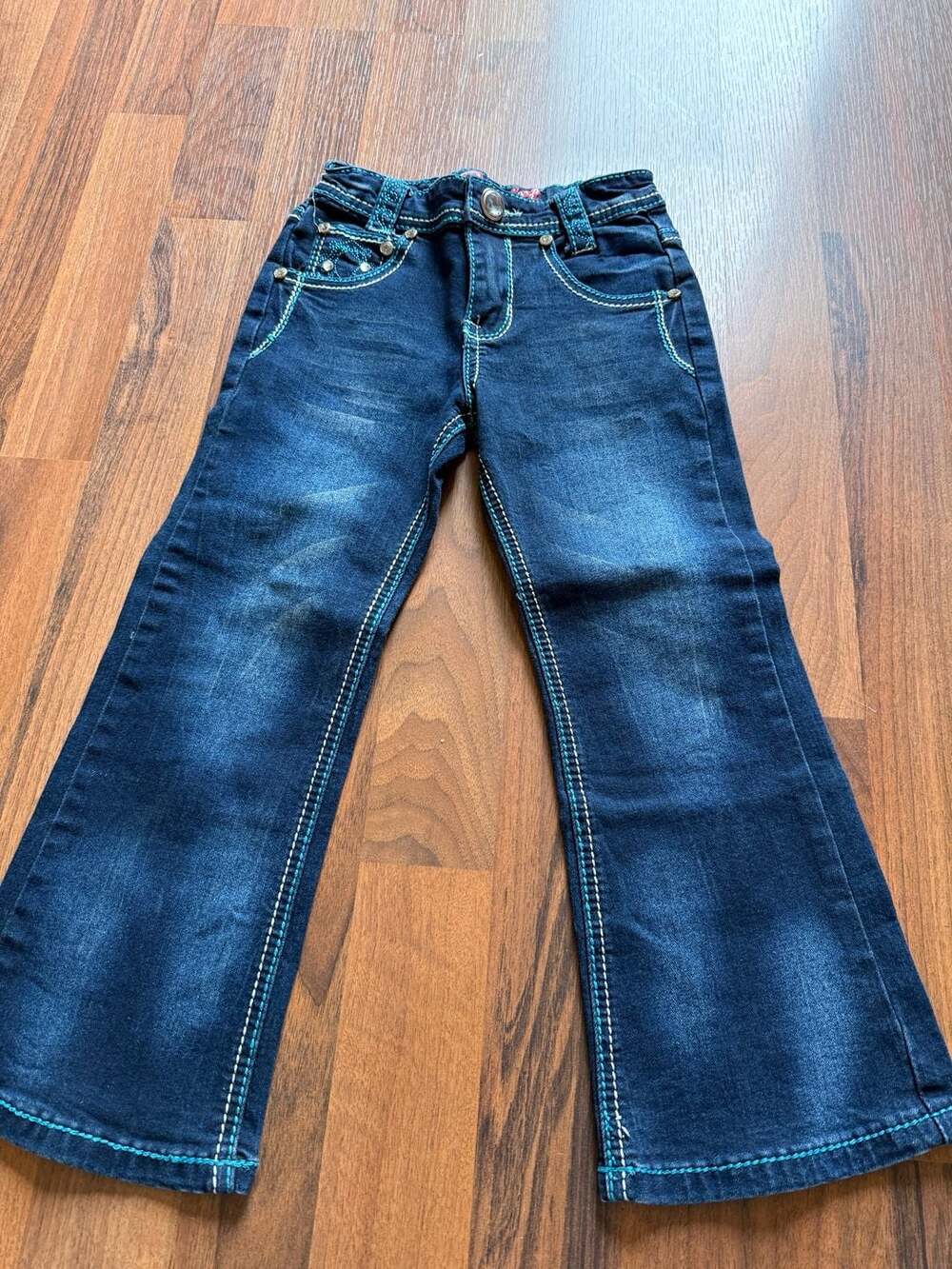 Cowgirl Hardware Girls Rhinestone Butterfly Western Flared Denim Jeans Size 5T
